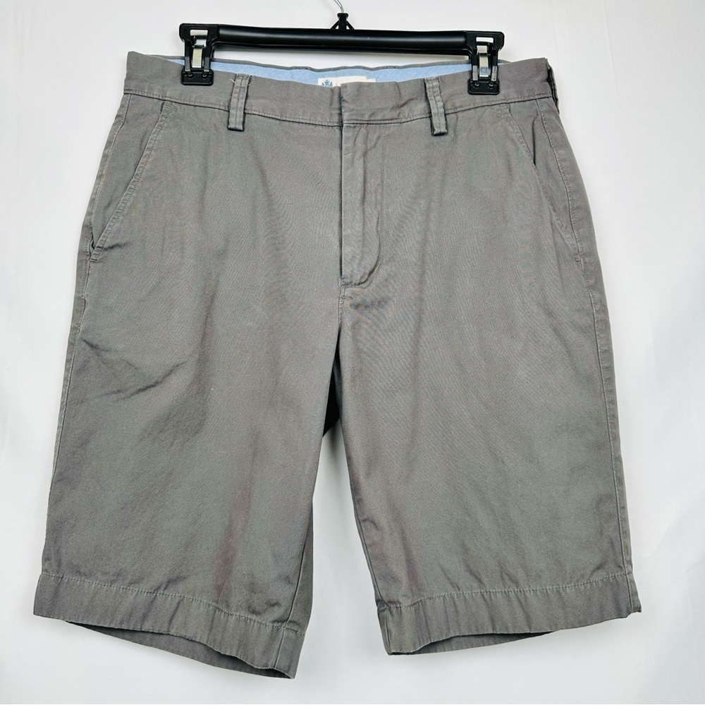 J.CREW Men Chino Shorts Classic Flat Front 100% Cotton - Gray - Size 31
